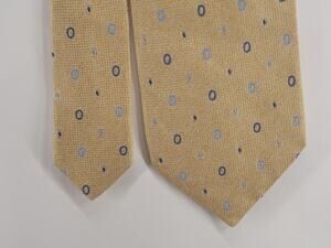 Italo Ferretti Silk Tie Men Gold Yellow Blue Geometric Medallion Italy 3.75"x62"